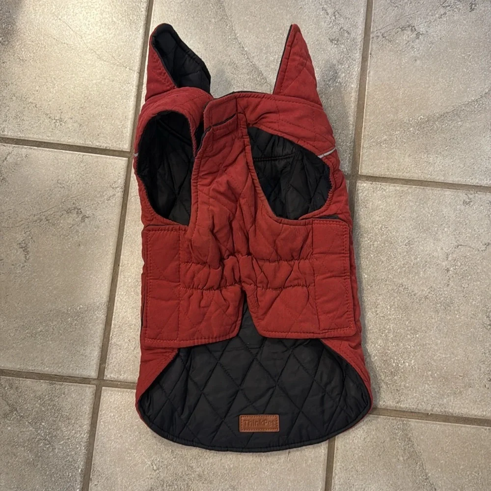 ThinkPet Warm Reversible Dog Coat Thick Winter Dog Jacket RED/BLACK Size: XL
